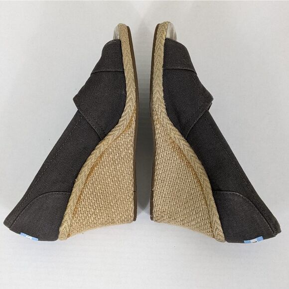 Toms Stella Peep Toe Jute Espadrille Wedges Gray 8 - Picture 3 of 8